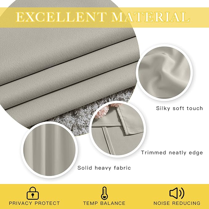 NICETOWN Patio Blackout Curtain Panels - Extra Wide Sliding Door Thermal Insulated Drape, Privacy Room Divider Curtain for Bedroom Office (Natural, 66 x 118 Inch Long)