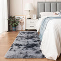 duduta Grey Plush Runner Rugs for Bedroom 2x6 ft, Tie Dye Fluffy Gray Shag Rug for Dorm Nursery Bedside, Machine Washable Non Slip