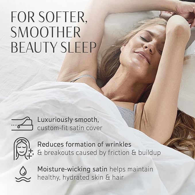 YourFacePillow Satin Pillowcase - Compatible with The YourFacePillow Beauty Pillow - Soft & Cool Satin Pillowcase with Hidden Zipper - Beauty Pillow Sold Separately (Set of 1, White)