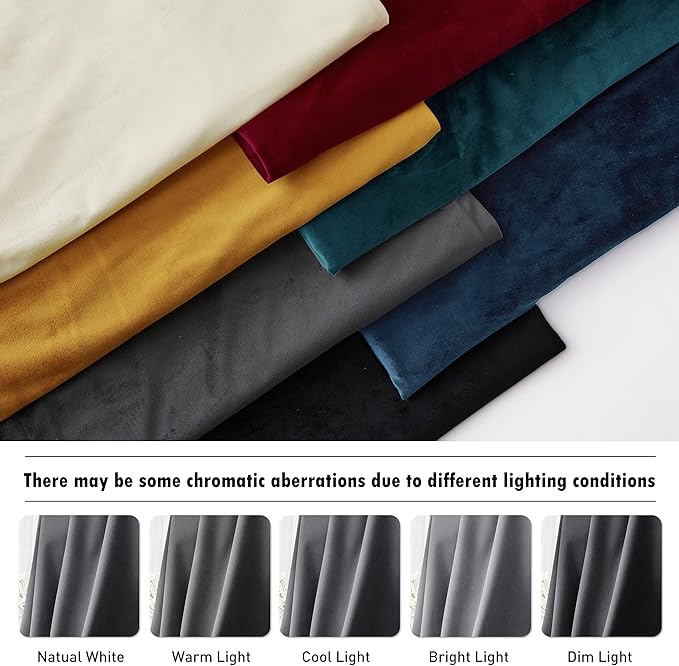 RYB HOME Grey Velvet Curtains 90 inches Long - Super Soft Blackout Curtains Thermal Insulated Drapes Back Tab Style for Bedroom Home Office, Wide 52 x Long 90, Grey, 2 Panels