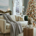 Cloud Scape Linen 100% Cotton Throw Blanket 50x70 Charcoal Grey, Luxury All-Season Warmth, Ultra Soft, Oversized Herringbone Gauze Blanket for Winter, Bed, Couch & Sofa Decor, Best Gift Idea