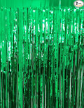 GOER 6.4 ft x 9.8 ft Metallic Tinsel Foil Fringe Curtains,Pack of 2 Party Streamer Backdrop for St. Patrick's Day,Birthday,Graduation,New Year Eve Decorations Christmas Wedding Decor (Green)