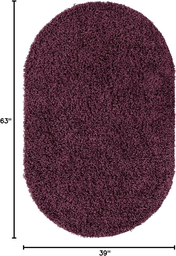 Unique Loom Solid Shag Collection Area Rug (3' 3" x 5' 3" Oval, Eggplant Purple)