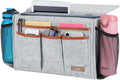 Bedside Caddy, Large Size Bedside Storage Organizer Bedside Organizer Caddy for Magazine Remotes Phone (13.4'' x 18.1'' Plus Size, Light Grey)