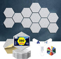 Pro-Level Self Adhesive Acoustic Panels,2nd Generation Sound Absorbing Panel,Soundproof Wall Panels,Sound Dampening Panels,Polyester Foam Reducing Noise and Echoes,Silver Grey (HEXAGON 03)