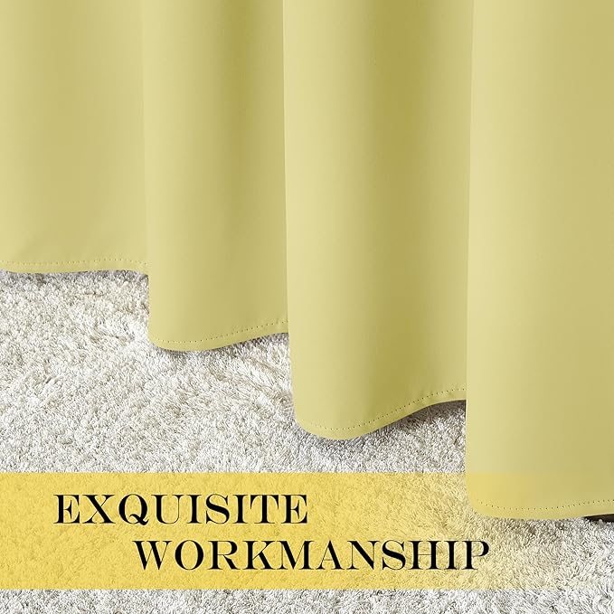 NICETOWN Blackout Room Divider Curtains for Sliding Glass Doors 102 Inches Long 1 Panel, Extra Wide Curtains for Doorway Patio Bedroom Living Room (Paler Yellow, 80Wx102L, 1 Panel)