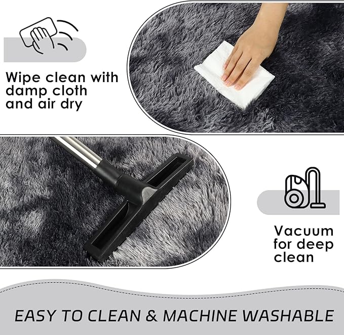 duduta Grey Plush Rugs for Bedroom 4x6 ft, Gray Fluffy Carpet for Living Room, Shag Rug for Kids Room Dorm Nursery Playroom