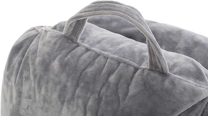 Husband Pillow Medium Dark Grey, Backrest for Kids, Teens, Petite Adults - Reading Pillows with Arms, Adjustable Loft, Plush Memory Foam, Bed Rest Chair Sitting Up, Detach Neck Roll, Removable Cover