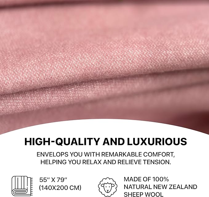 | Wool Blanket/Throw | 100% New Zealand Wool | Perfect for Home and Outdoors | Virgin Wool Throw with Fringes 55"x79"(140 x 200 cm)
