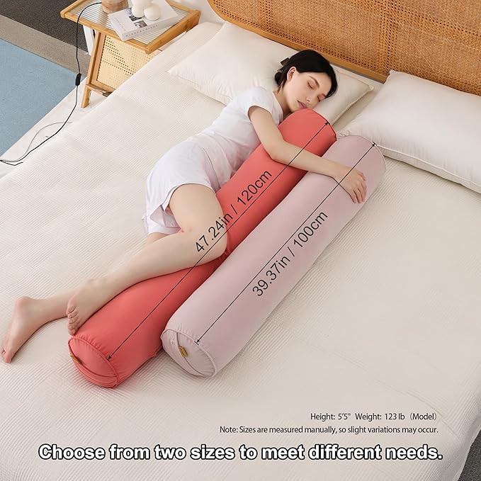 Body Pillow for Adults – Long Bolster Pillow for Bed, Round Cuddle Pillow, Full Support for Side Sleepers,39.37 x 7.87 Inches,Coral Peach