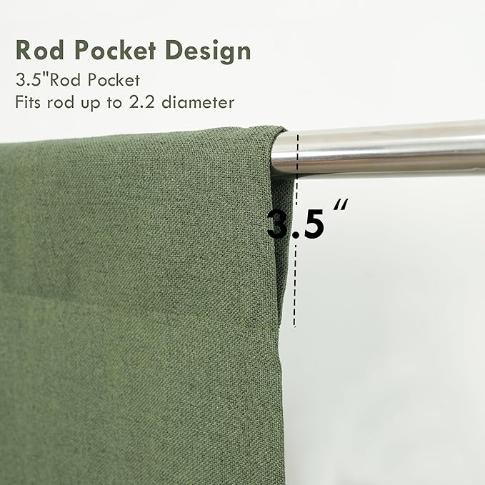 DriftAway Double Layer Linen Blackout Tie Up Curtains Thermal Insulated Fully Lined Balloon Roman Shade Bathroom Window Adjustable Rod Pocket for Small Window 25 Inch by 47 Inch Olive Green