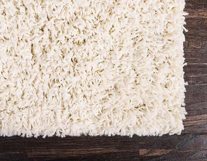 Unique Loom Solid Shag Collection Area Rug (2' 6" x 13' 1" Runner, Pure Ivory)