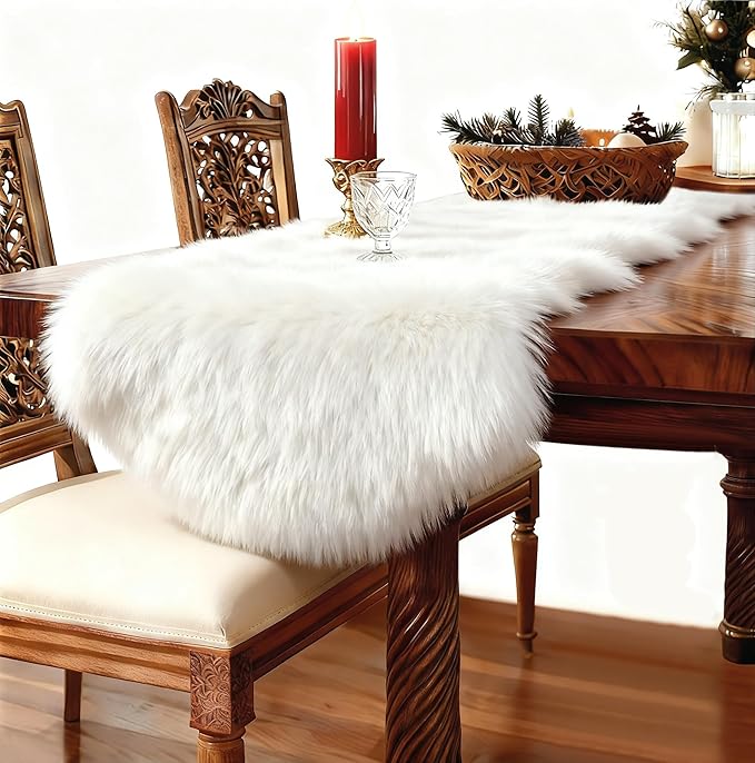 duduta White Faux Sheepskin Runner Rugs 2x6 ft, Fluffy Shag Bedroom Rug Fur Sofa Couch Covers Washable