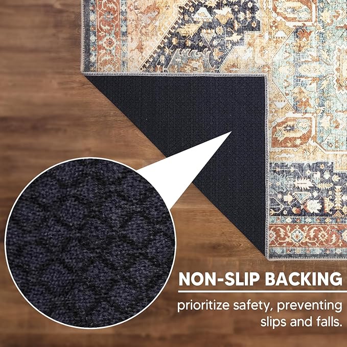 Keen Home Design 2x7 Rug - Machine Washable Runner Rug with Non-Slip Backing, Ideal for Hallway, Entryway, Kitchen, Laundry Room - Vintage, Easy Clean, Durable, Low Pile Rug - (2'6" x 7')