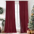 RYB HOME Burgundy Red Velvet Curtains for Christmas Decor, Soft Luxury Backdrops for Studio Theater, Back Tab Design for Bedroom Living Room, 52" W x L80 L, 2 Panels Set