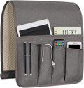 NB Sofa Armrest Organize remote holder bedside caddy organizer with 5 pockets，non-slip couch remote control holder couch armchair caddy accessories (Dark Grey, 35"x12.4")