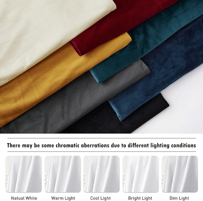 RYB HOME White Velvet Curtains 102 inches, Back Tab Soft Fabric Room Darkening Thermal Insulated Luxurious Home Decor Curtains for Living Room Bedroom, W 52" x L 102", 2 Panels Set