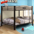 Upgraded Version Thicken Metal Heavy-Duty Queen Over Queen Bunk Bed, Best Industrial Style Stronger Queen Size Bunk Bed Frame with Ladder for Adults, Easy Assembly (Queen Over Queen-A)