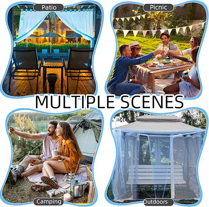 4 Corners Mosquito Net for Mosquiteros para Camas Bed Canopies Netting Bed Drapes Rectangular Mosquito Mesh for Camping Home Outdoor Travel (Blue,L75 X W47 X H59 Inch,1 Opening)