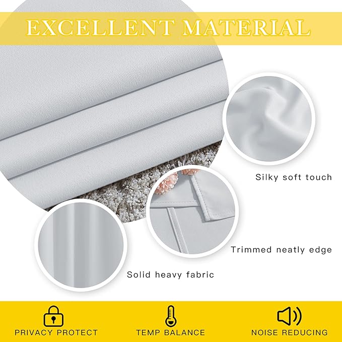 NICETOWN Greyish White Sliding Door Curtain 118 inch Length, Grommet Room Darkening Thermal Curtain Extra Long Sound Dampening for Living Room/Bedroom, W80 x L118, 1 Panel