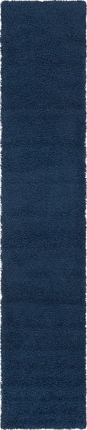 Unique Loom Solid Shag Collection Area Rug (2' 6" x 13' 1" Runner, Sapphire Blue/ Navy Blue)