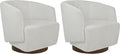 MINCETA Accent Chair,Modern Swivel Chairs for Living Room and Bedroom Reading with Wood Base,Set of 2,Performance Fabric in Ivory