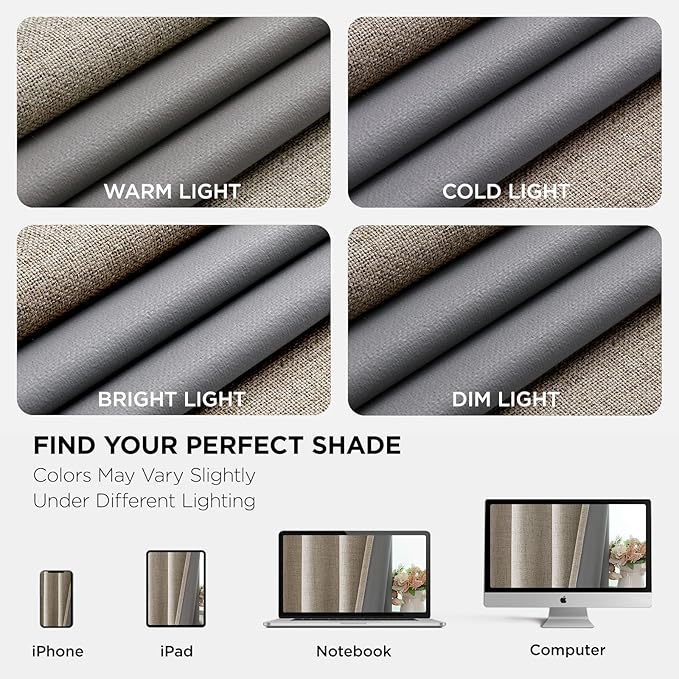 Joydeco Blackout Curtains 96 Inches Long 2 Panels Burg, Room Darkening Curtains for Bedroom, 100% Black Out Textured Thermal Drapes Privacy Protection 2 Panels Set(W52 x L96 Inch, Linen)