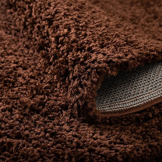 Unique Loom Solid Shag Collection Area Rug (3' 3" x 5' 3" Oval, Chocolate Brown)