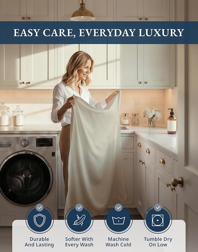 LANE LINEN 100% Egyptian Cotton Bed Sheets California King Size - 1000 Thread Count, Soft & Comfy Sateen Weave No Pill Fade Resistant Cal King Bedding Set, Machine wash 15'' Deep Pocket- Linen