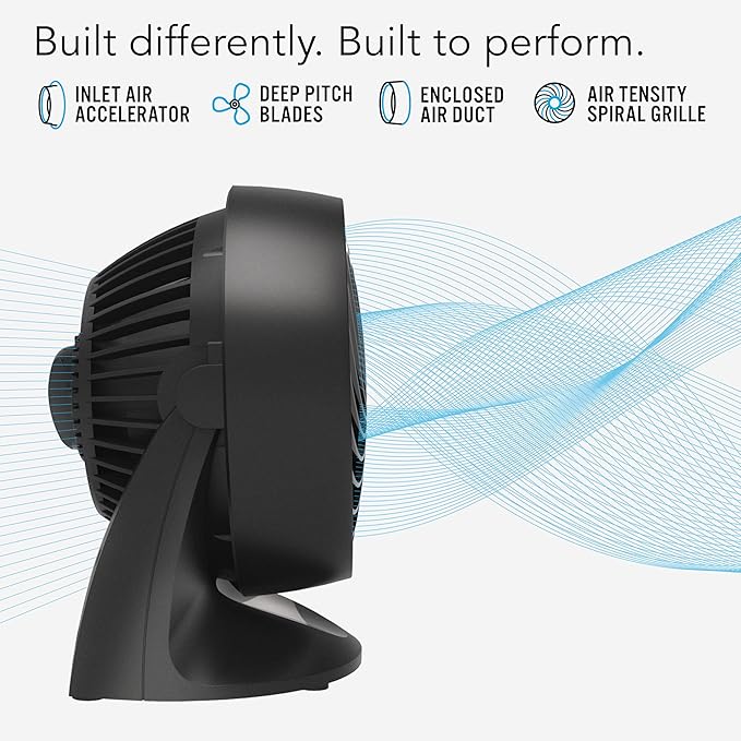 Vornado 133 Small Room Air Circulator Fan, 2 Speeds, Adjustable Head, Table Fan for Desk, Nightstand, Black