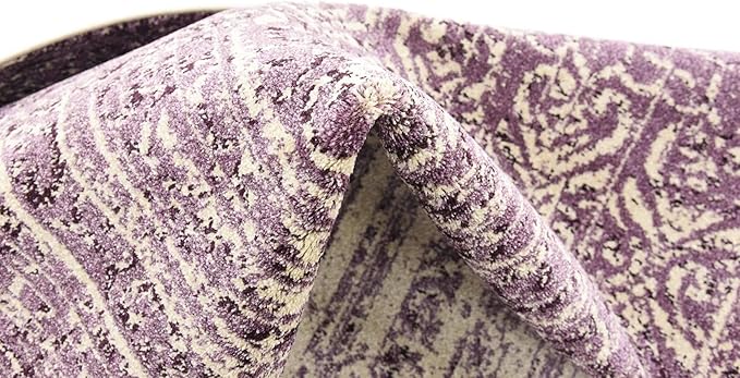 Unique Loom Del Mar Collection Area Rug - Jennifer (7' 10" Square, Purple/ Ivory)