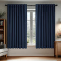 Deconovo Blackout Curtains, Thermal Insulated, W70 x L63 2 Panels, Back Tab, Machine Washable, Room-Darkening Drapes for Bedroom/Living Room Navy Blue