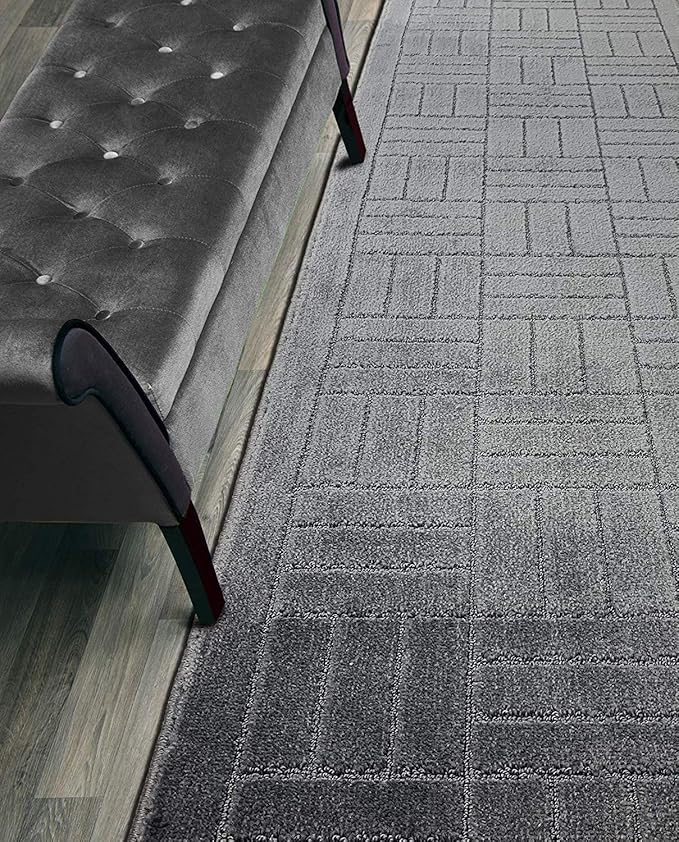 Custom Length Hallway Runner Rug,Slip Resistant,Bricks Anthracite, 26 Inch X 9 feet, Sold and Priced Per Foot