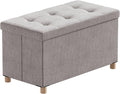 BRIAN & DANY 30 Inches Folding Storage Ottoman Bench, Ottoman with Storage Bench for Bedroom, Living Room, Entryway, Foot Rest with Legs, Light Gray