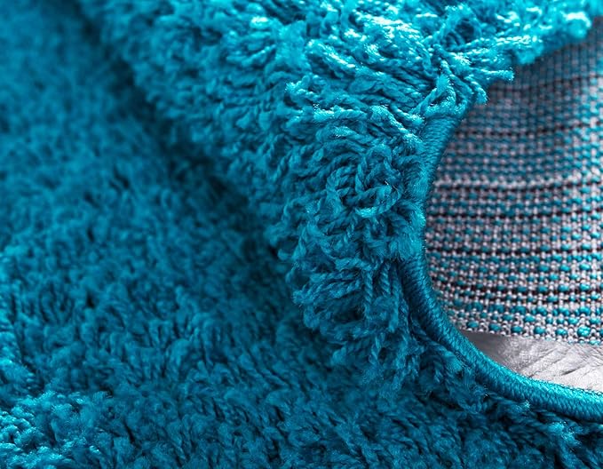 Unique Loom Solid Shag Collection Area Rug (8' x 11' Rectangle, Turquoise)