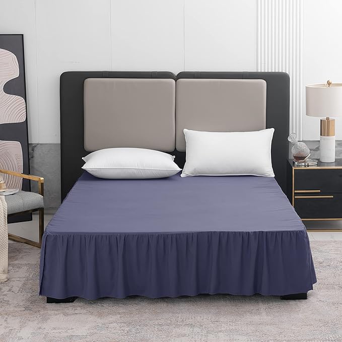 Navy Blue Bed Skirt Full Size Ruffled Bed Skirt with Split Corners, Full Bed Skirt 18 Inch Drop, Full Size Bed Skirt Black for Ruffled Bed Skirt with Split Corners, Bed Skirt Full Size