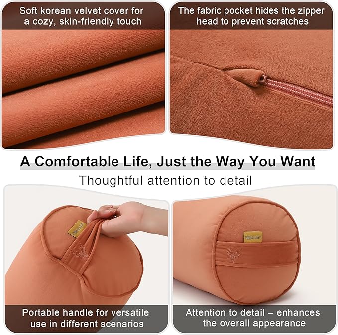Cuddle Pillow – Body Pillow for Adults, Long Bolster Pillow for Bed, Soft & Supportive for Restful Sleep,47.24 x 7.87 Inches,Amber Orange