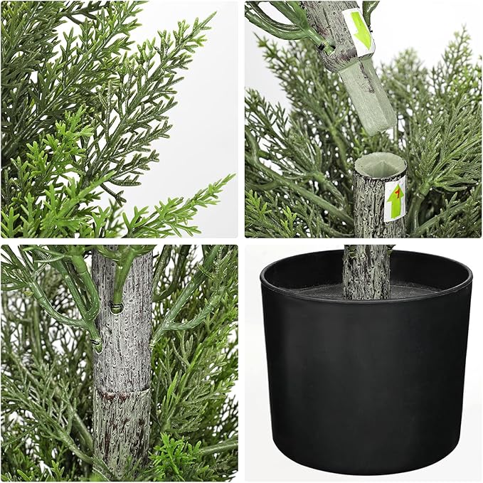 Briful 3ft Cedar Topiary Trees Artificial Outdoor Set of 2, Realistic Faux Cedar Pines with Pots, UV Resistant Christmas Greenery for Holiday Decor, Indoor Farmhouse Entryway Patio Door Plants