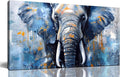 ENTANUB Elephant Wall Art for Lving room, Animal Canvas Wall Decor for Bedroom, Blue Picture Print Arwork, Size 20x40 Inches