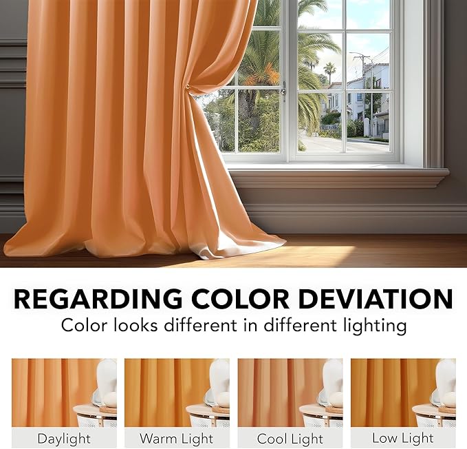 Deconovo Blackout Curtain Panels for Kids Bedroom, Room Darkening Back Tab and Rod Pocket Curtains, 42x72 Inch, Orange Flame, 2 Panels