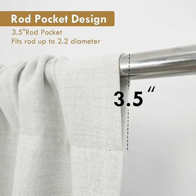 DriftAway Double Layer Linen Blackout Tie Up Curtains Thermal Insulated Fully Lined Balloon Roman Shade Bathroom Window Adjustable Rod Pocket for Small Window 45 Inch by 63 Inch Ivory Cream