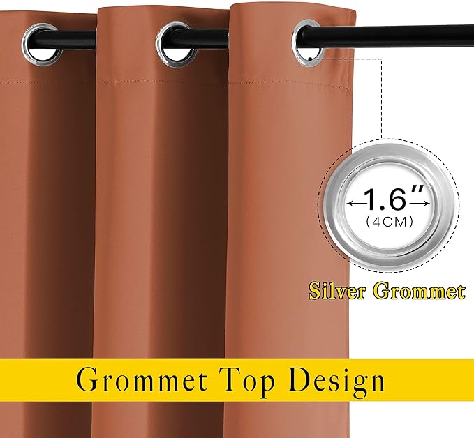 NICETOWN Blackout Burnt Orange Curtain & Drape - Room Darkening Light Blocking Window Treatment for Living Room, W52 x L84, 1 Panel