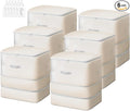 Comforter Storage Bag - 130L Large Capacity Blanket Storage Bags 3-Layer Ultra Space Saving Self Compression Organizer, Washable Compression Bags for Storage Comforter Blanket, 6-Pack, Beige