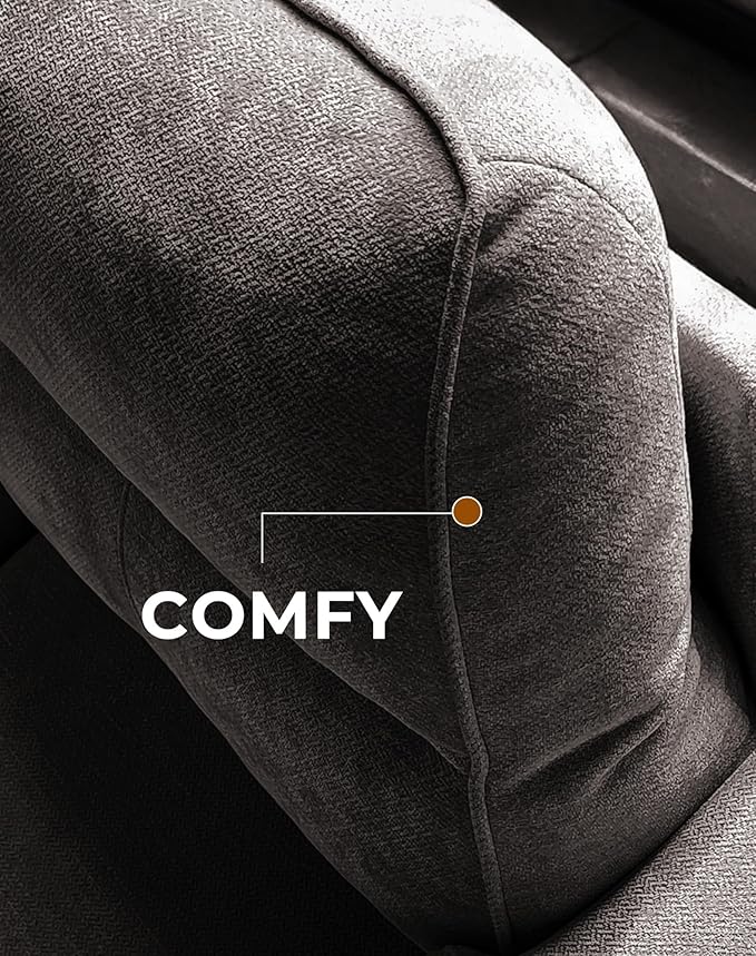 88.97" Modern Sofa Couch for Living Room, Deep Seat Sofa with 8”Cushion, Comfy 2-Seater Chenille Loveseat Sofa with Convertible Armrest, Removable Sofa Cover, High Leg (Dark Gray)