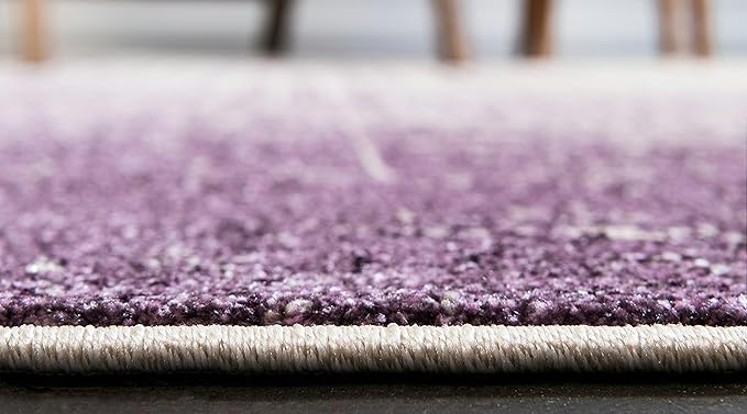 Unique Loom Del Mar Collection Area Rug - Jennifer (2' 7" x 10' Runner, Purple/ Ivory)