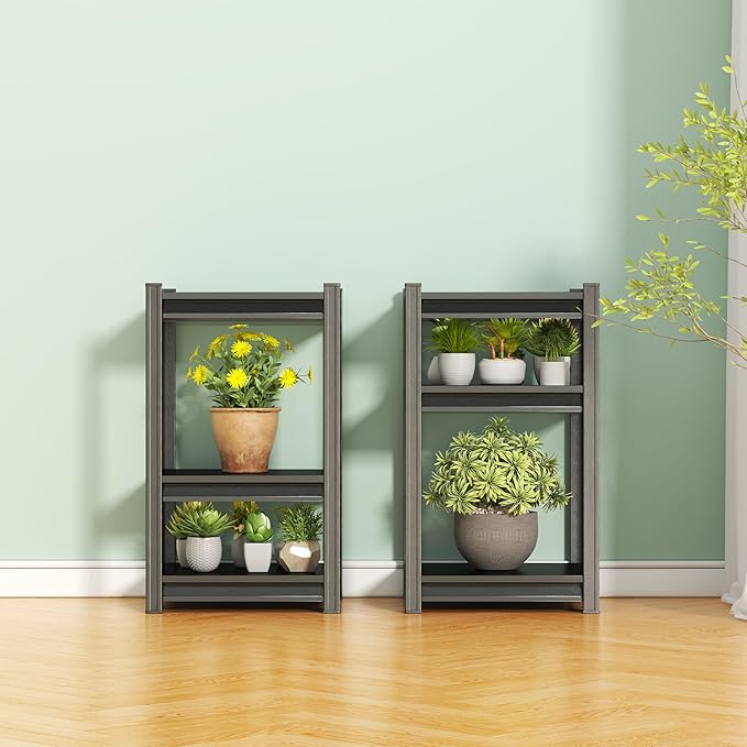 Storage Shelves, Garage Metal Shelving Unit, Adjustable, Double-Layer Column with Reinforced Ribs, Heavy-Duty, Capable of Bearing 600-3600 lbs (Black, 32 * 16 * 12, 3-Tier)