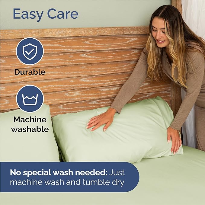Cal King 6 Piece Sheet Set - Cooling & Breathable - Hotel Luxury Bedding, Includes Fitted Sheet for Women, Men, Kids and Teens - 1 Flat, 1 Fitted Sheet, 4 Pillowcases with Deep Pockets - Light Sage