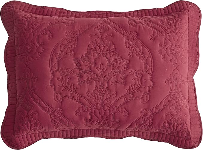 CHIXIN Microfiber Standard Pillow Shams Set of 2 - Quilted Decorative Pillow Covers - Wine Red - Size (20" x 26")