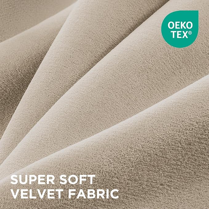 Joydeco Latte Coffee Velvet Curtains 72 Inches 2 Panels, Luxury Thermal Insulated Soft Curtains for Bedroom & Living Room, Room Darkening Velvet Drapes, Rod Pocket (52W x 72L)
