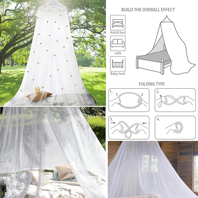 dix-rainbow Princess Decor Canopy for Kids Bed, Soft and Durable Bed Canopy for Girls Room Tent Canopy Dreamy Mosquito Net Bedding, Children Reading Nook Canopies Indoor (White net)